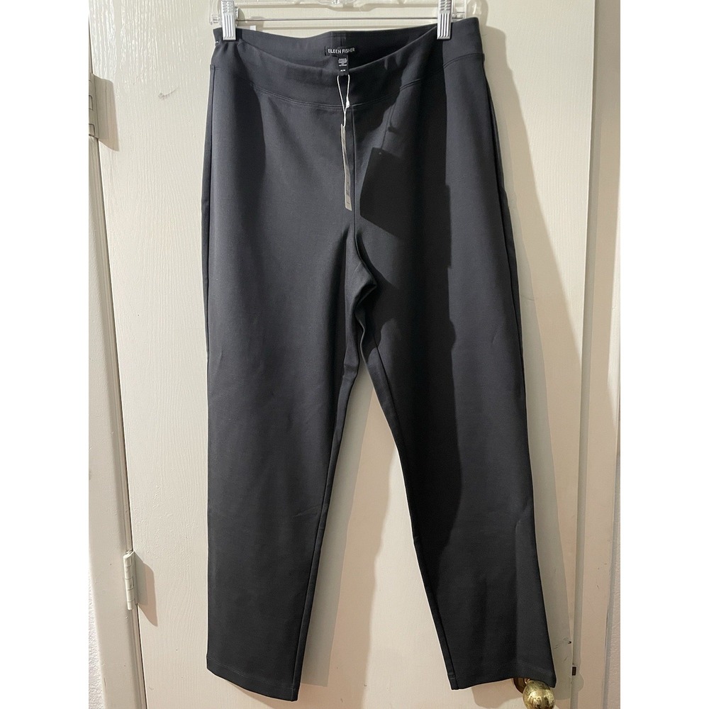 NWT Eileen Fisher Grey Elastic Waist Slim Ankle Straight Leg Pants Medium
